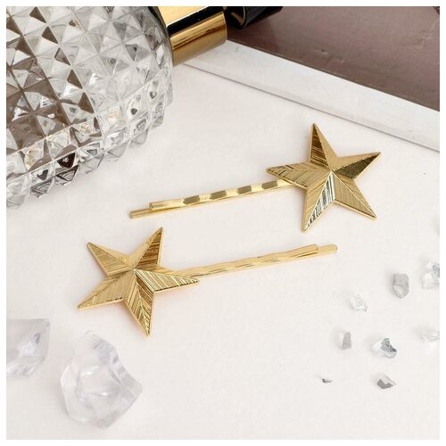 фото Queen fair невидимка для волос "аврора" (набор 2 шт) 3х6 см, золото