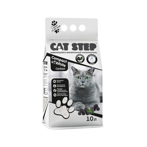 Cat Step Комкующийся минеральный наполнитель Compact White Carbon 5 л 20313010 4,2 кг 42622 (2 шт)