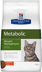 Сухой корм для кошек Hill's Prescription Diet Metabolic для снижения и контроля веса, с курицей 4 кг