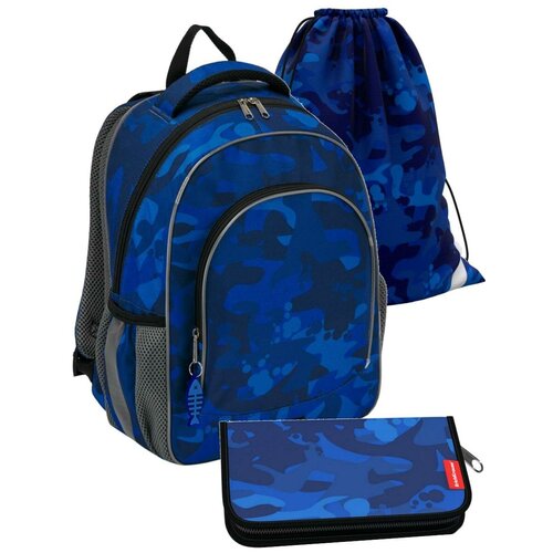 фото Школьный рюкзак erichkrause - ergoline 15l - sea camo - с наполнением (мешок с вентиляцией + пенал)