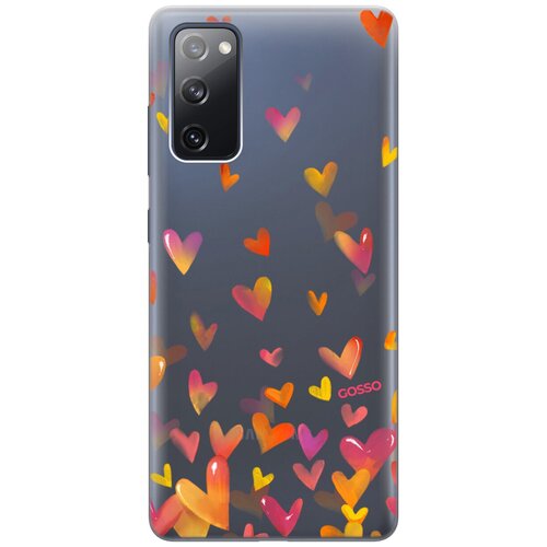 фото Ультратонкий силиконовый чехол-накладка transparent для samsung galaxy s20 fe с 3d принтом "flying hearts" gosso
