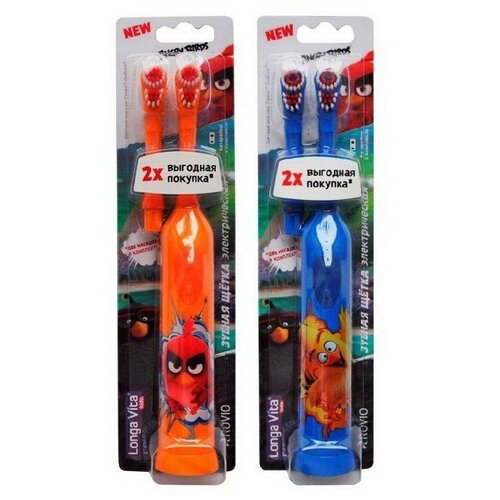 Купить Электрическая зубная щетка Longa Vita Angry Birds детская, ротационная от 3-х лет KAB-1-НТМ, Зубные щетки