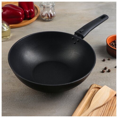 Сковорода Wok d 24 см съёмная ручка антипригарное покрытие цвет чёрный 2802₽