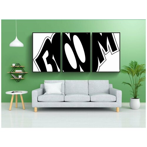 фото Набор модулных постеров для интерьера "чернить, белый, взрыв" 60x90 см. в тубусе, без рамки lotsprints