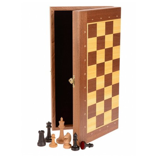 Шахматы складные махагон, 40мм с утяжеленными фигурами, WOODGAMES