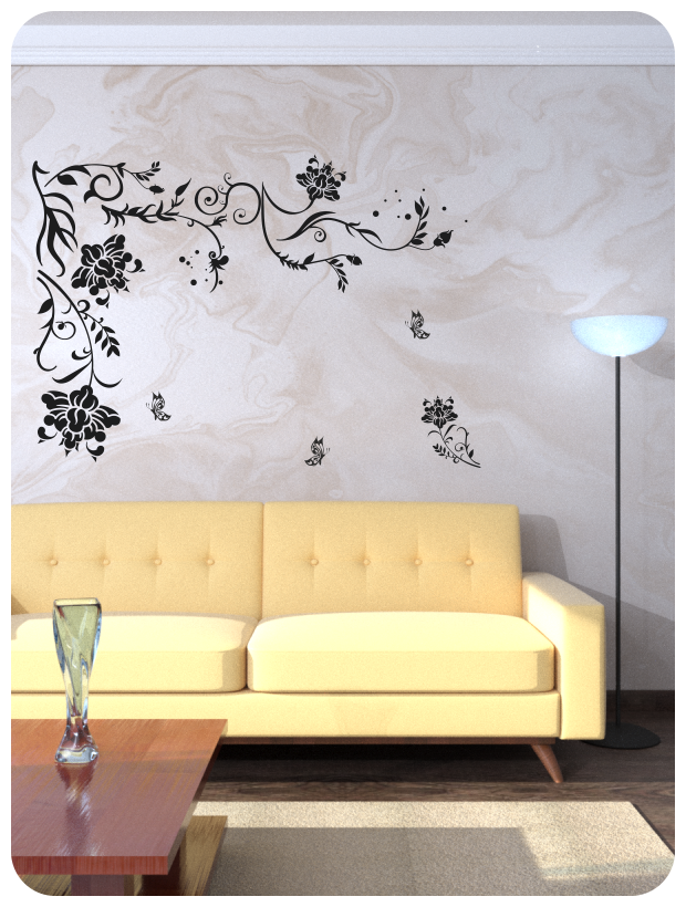 Наклейка интерьерная для декора на стену красивые растения / композиция