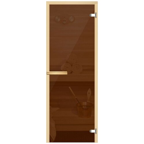 дверь для сауны акма aspen m 7х19 прозрачное бесцветное 8 мм коробка осина Дверь для сауны и бани АКМА Aspen M 8х19 (бронза, 8 мм, коробка осина, арт. 239M)