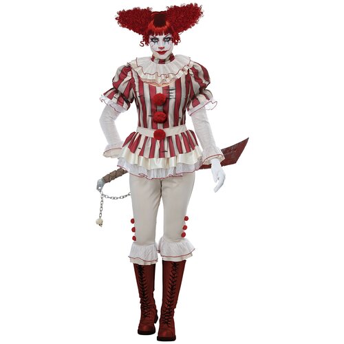 фото Костюм клоунесса из кошмаров взрослый california costumes s (42-44) (кофта, юбка, брюки, воротник)