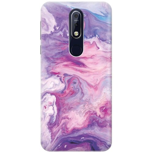GOSSO Ультратонкий силиконовый чехол-накладка для Nokia 7.1 (2018) с принтом Purple Marble ультратонкий силиконовый чехол накладка для nokia 9 с принтом purple marble