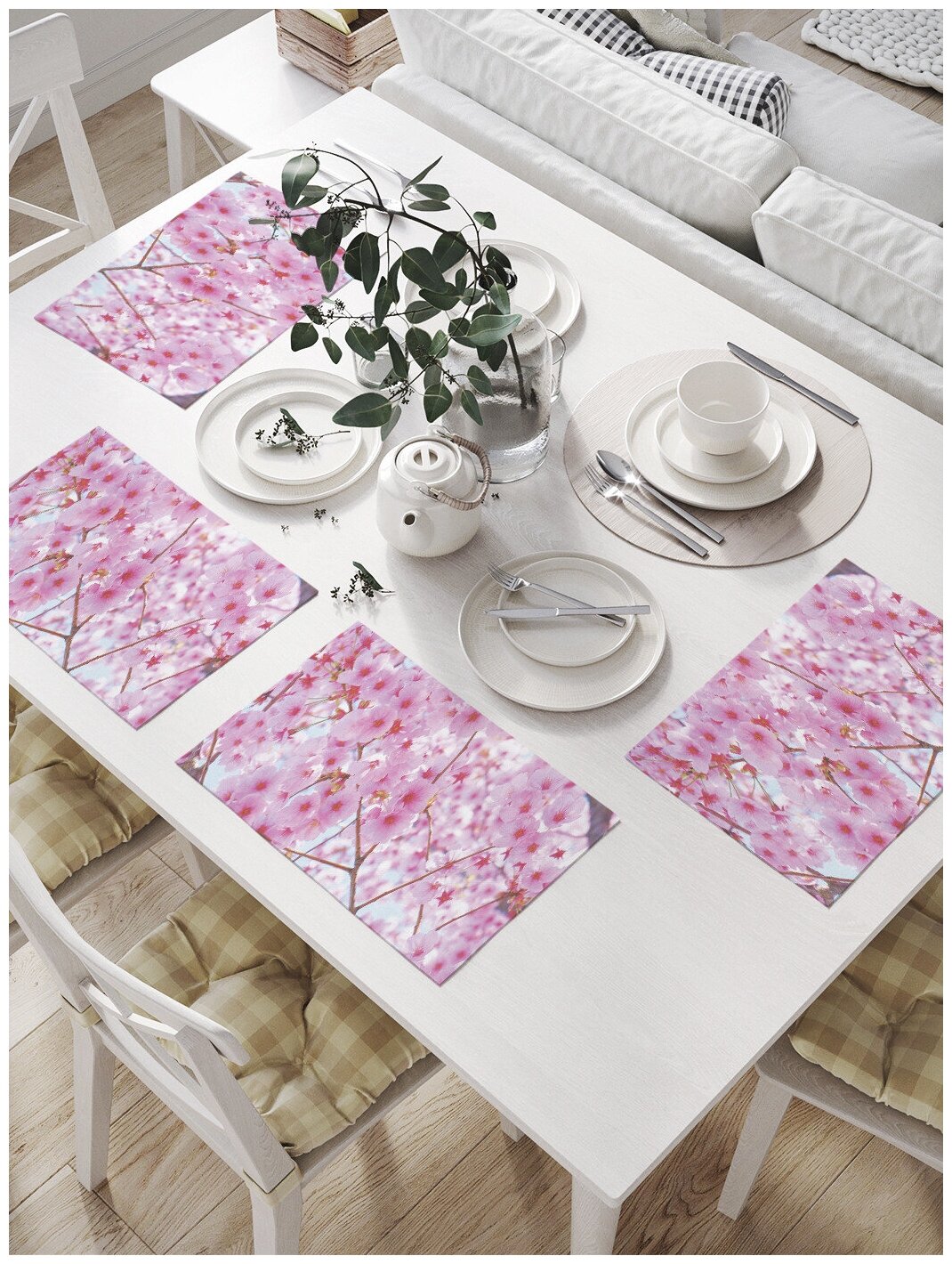 Комплект салфеток JoyArty "Сакура в цвету" для сервировки стола (32х46 см, 4 шт.)