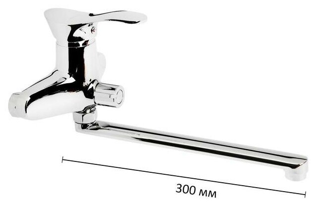 Cмеситель для ванны Accoona A87105, однорычажный, излив 300 мм, силумин, хром Accoona 3114346 . - фотография № 4