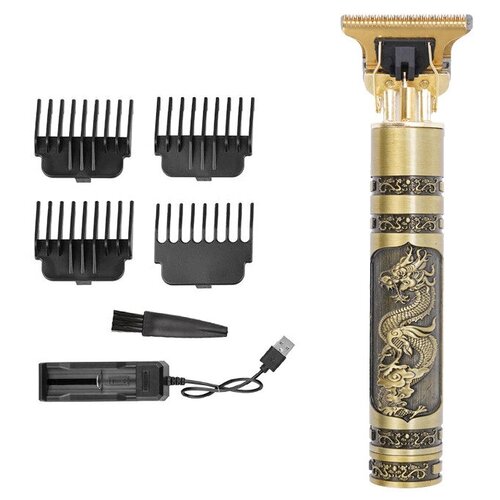 Триммер для стрижки XPower Beard Trimmer Golden Dragon, электробритва для волос с 4 насадками для бороды, усов, бакенбардов и прически