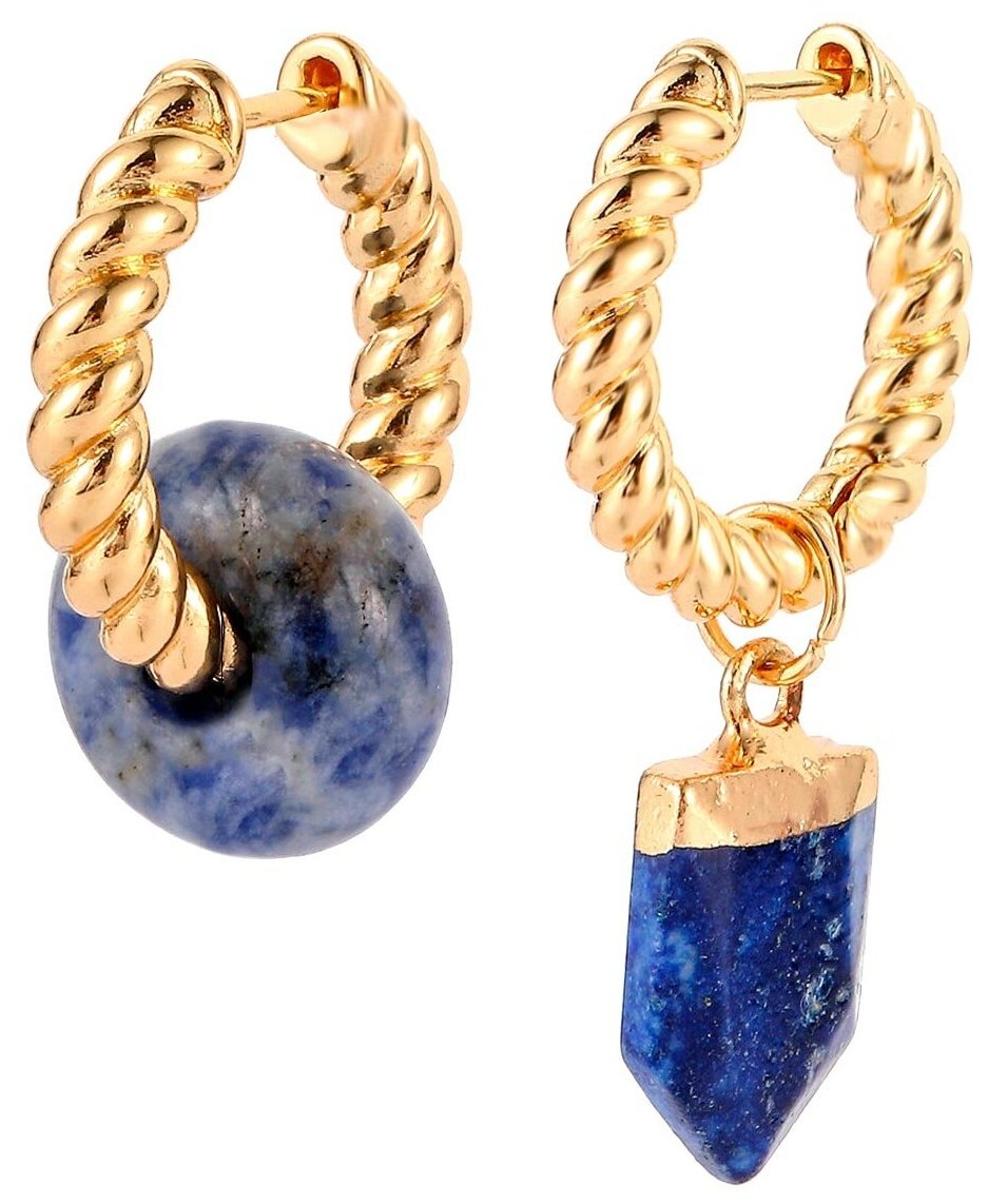 Серьги с подвесками, лазурит, содалит