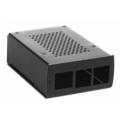 Корпус Qumo RS035 Aluminium Case for Raspberry Pi 4, black, перфорированный с доп.креплением