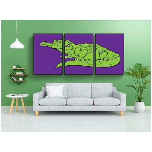 фото Набор модулных постеров для интерьера "крокодил, аллигатор, рисунок" 60x90 см. в тубусе, без рамки lotsprints