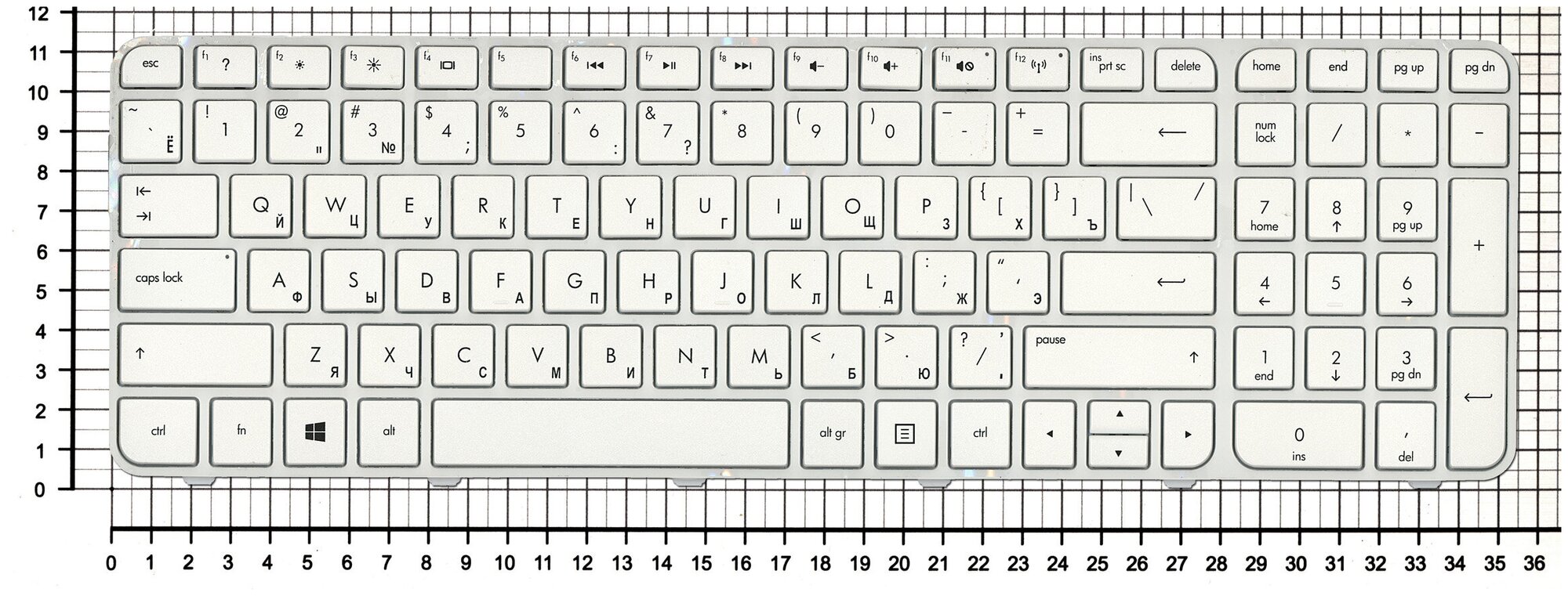 Клавиатура для ноутбука HP Pavilion G6-2364sr белая с рамкой