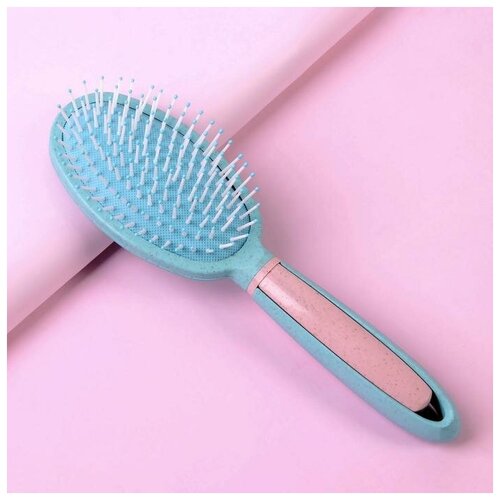 Расческа массажная, овальная, цвет розовый/голубой