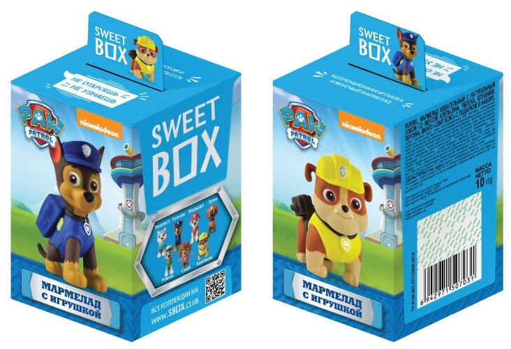 SWEET BOX щенячий патруль 3 Мармелад с игрушкой в коробочке. 10 штук. - фотография № 5