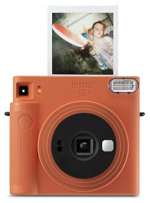 Фотоаппарат моментальной печати Fujifilm Instax SQUARE SQ1 (оранжевый) - камера полароид с мгновенной печатью - мини фотокамера цветная