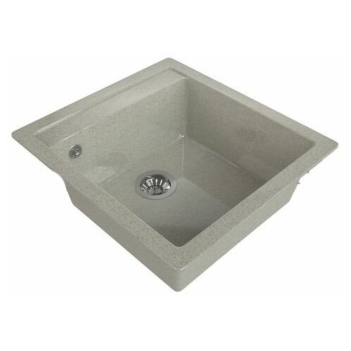 Врезная кухонная мойка 50,5 х 46 см из искусственного камня, с сифоном, МС-10 песочный глянец