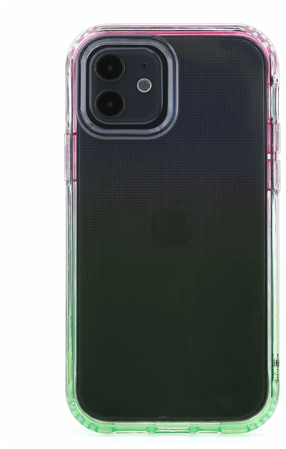 Чехол для Apple iPhone 12 / 12 Pro КRUЧЕ Gradient Green, силиконовый бампер с защитой камеры, пластиковый защитный кейс, прозрачная накладка