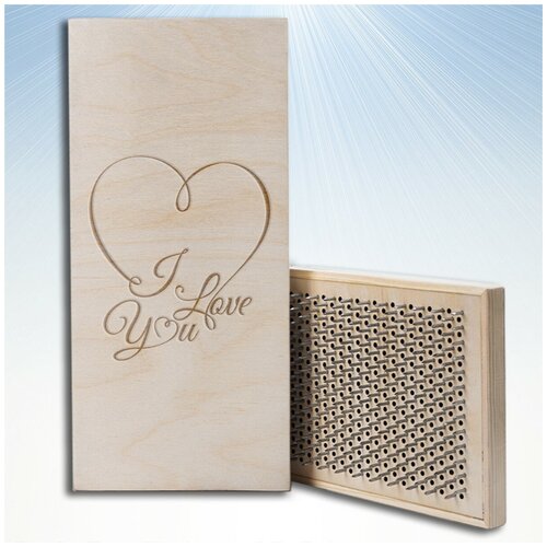 фото Доска садху / доска с гвоздями / доска для йоги / надписи любовь - 1389, светлая чакра