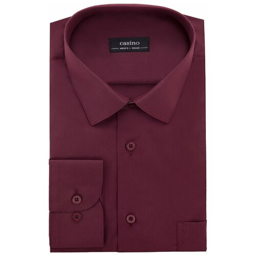 фото Рубашка мужская длинный рукав casino c630/156/mar/z, полуприталенный силуэт / regular fit, цвет бордовый, рост 174-184, размер ворота 39