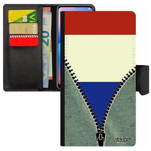 фото Чехол книжка для мобильного apple iphone se 2020, "флаг франции на молнии" государственный utaupia