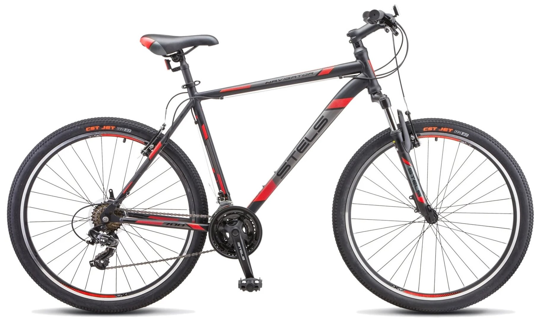 Горный (MTB) велосипед STELS Navigator 700 V 27.5 F020 (2022) черный/красный 21" (требует финальной сборки)