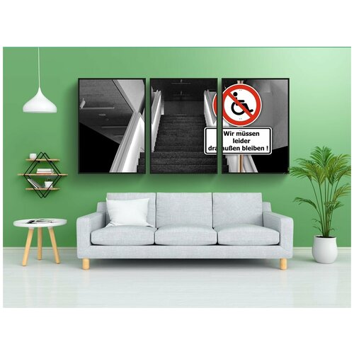 фото Набор модулных постеров для интерьера "лестница, знак, запретить" 60x90 см. в тубусе, без рамки lotsprints