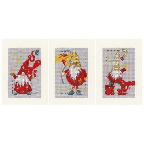 Набор для вышивания Vervaco Рождественские гномы, 10,5x15 см, арт. PN-0185078