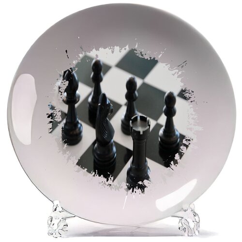 фото Тарелка шахматы шахматная доска черные фигуры coolpodarok
