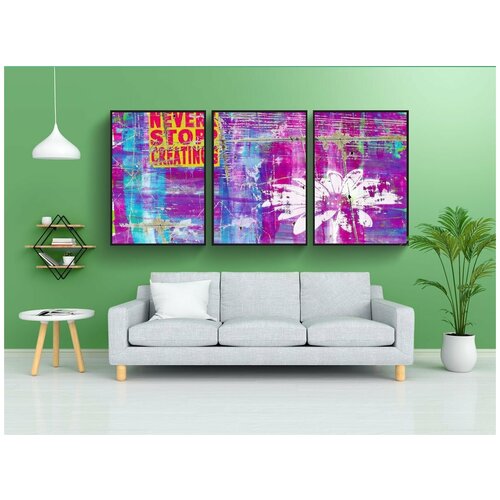 фото Набор модулных постеров для интерьера "гранж, задний план, граффити" 60x90 см. в тубусе, без рамки lotsprints