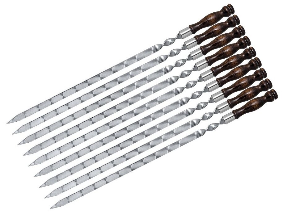 Шампуры широкие 9 шт., с деревянной ручкой, 500х16х3 мм - фотография № 1