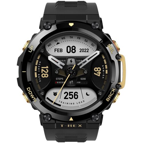 Умные часы Amazfit T-Rex 2 47 мм GPS EU, черный/золотой ремешок силиконовый для xiaomi amazfit t rex t rex 2 мягкий сменный браслет для спортивных часов amazfit t rex pro