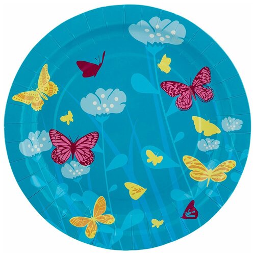 фото Товары для праздника "boomzee" тарелки бумажные "круглые" trl-02 № 07- бабочки, d23 см, упаковка 36 шт.