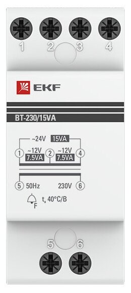 bt-230/15va Трансформатор звонковый модульный BT-230В/12-12В 15ВА PROxima EKF - фото №2