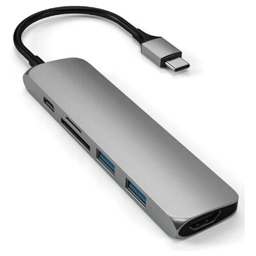 USB-концентратор Satechi Slim Multi-Port V2 (ST-SCMA2S) Type-C 4K (Silver)