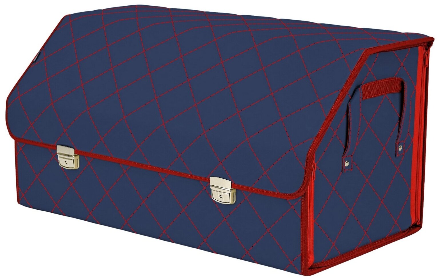 Органайзер-саквояж в багажник "Союз Премиум" (размер XL Plus). Цвет: синий с красной прострочкой Ромб.