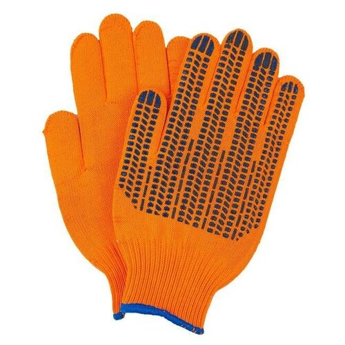 Перчатки защитные хлопковые с пвх-покрытием, двухслойные, оранжевые, 6 нитей, 10 класс, размер 10 (XL), 1 пара