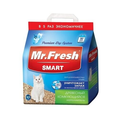 Mr.Fresh Наполнитель древесный комкующийся для длиннош кошек 18л8,8кг F606, 7,8 кг, 38507 (2 шт)