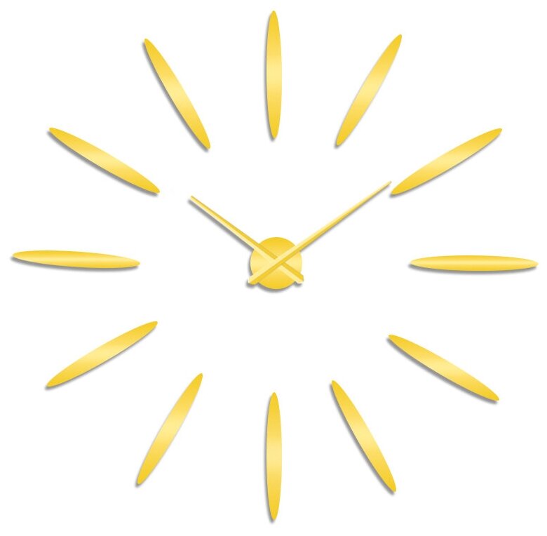 Большие настенные 3D часы MIRRON 120.10-З/Кварцевый бесшумный механизм/Часы конструктор/Часы наклейка/120 см/Золотой цвет