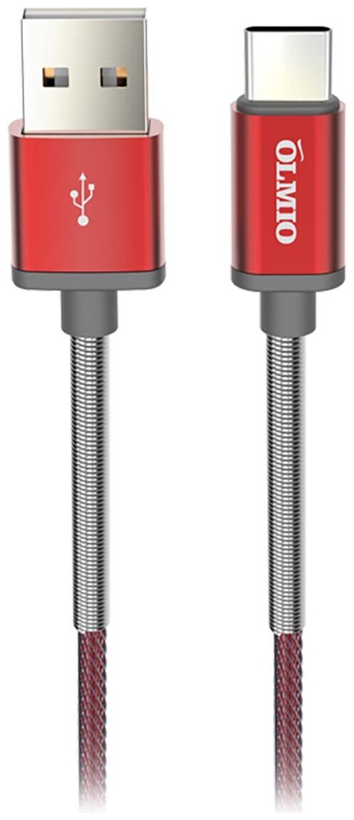 Кабель HD USB 2.0 - USB Type-C, 2.1А (red) Olmio - фото №2