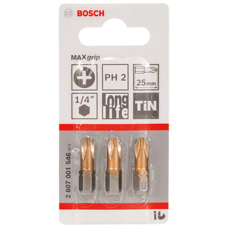 Набор бит Bosch 3шт Ph 2/ 25 TIN (546)