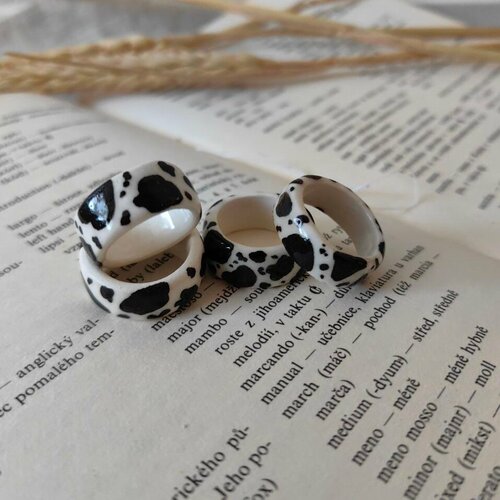 Кольцо, белый, черный