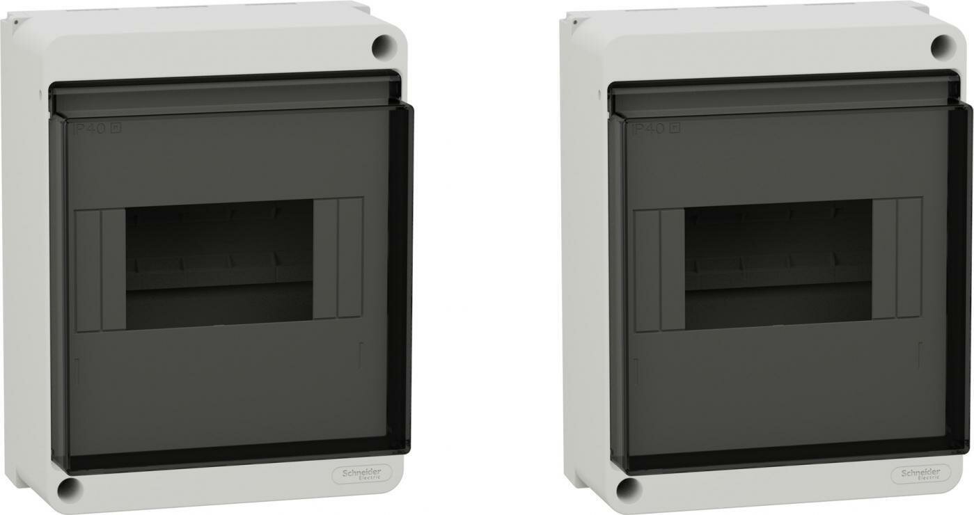 Бокс навесной Schneider Electric Easy9 XS 6 модулей с прозрачной темной дверцей IP40 (комплект из 2 шт)