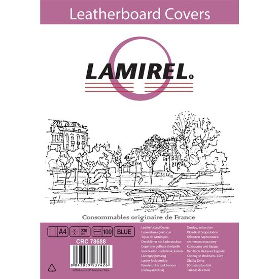 Обложки для переплета картонные Lamirel Delta A4, с тиснением под кожу, цвет: синий, 230г/м2, 100 шт