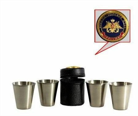 фото Набор подарочный стопки ( рюмки ) с символикой Военно-морской флот России в чехле 4х80 мл