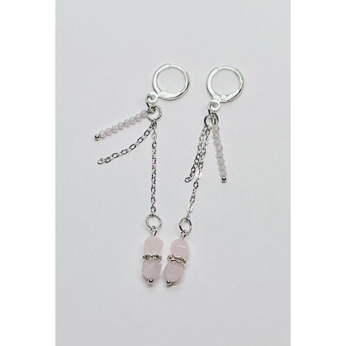 Серьги цепочки  Розовый кварц, розовый