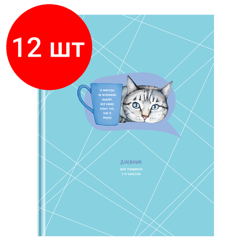 Комплект 12 шт, Дневник 1-11 кл. 48л. (твердый) BG Будет по-моему, матовая ламинация